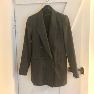ZARA | Double-breasted grey blazer | Small